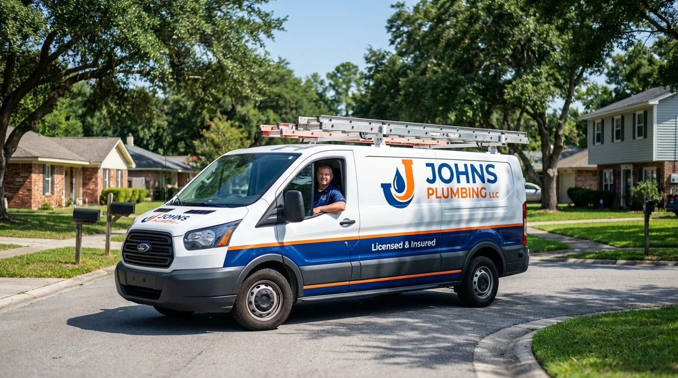 Johns Plumbing LLC service van in Redgranite, WI