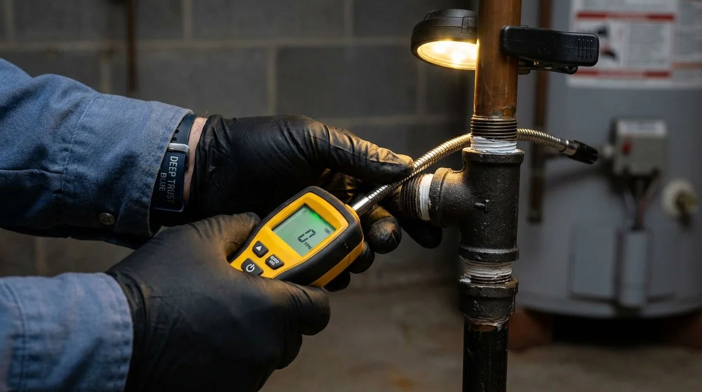Gas leak detection with electronic sniffer by Johns Plumbing LLC in Redgranite